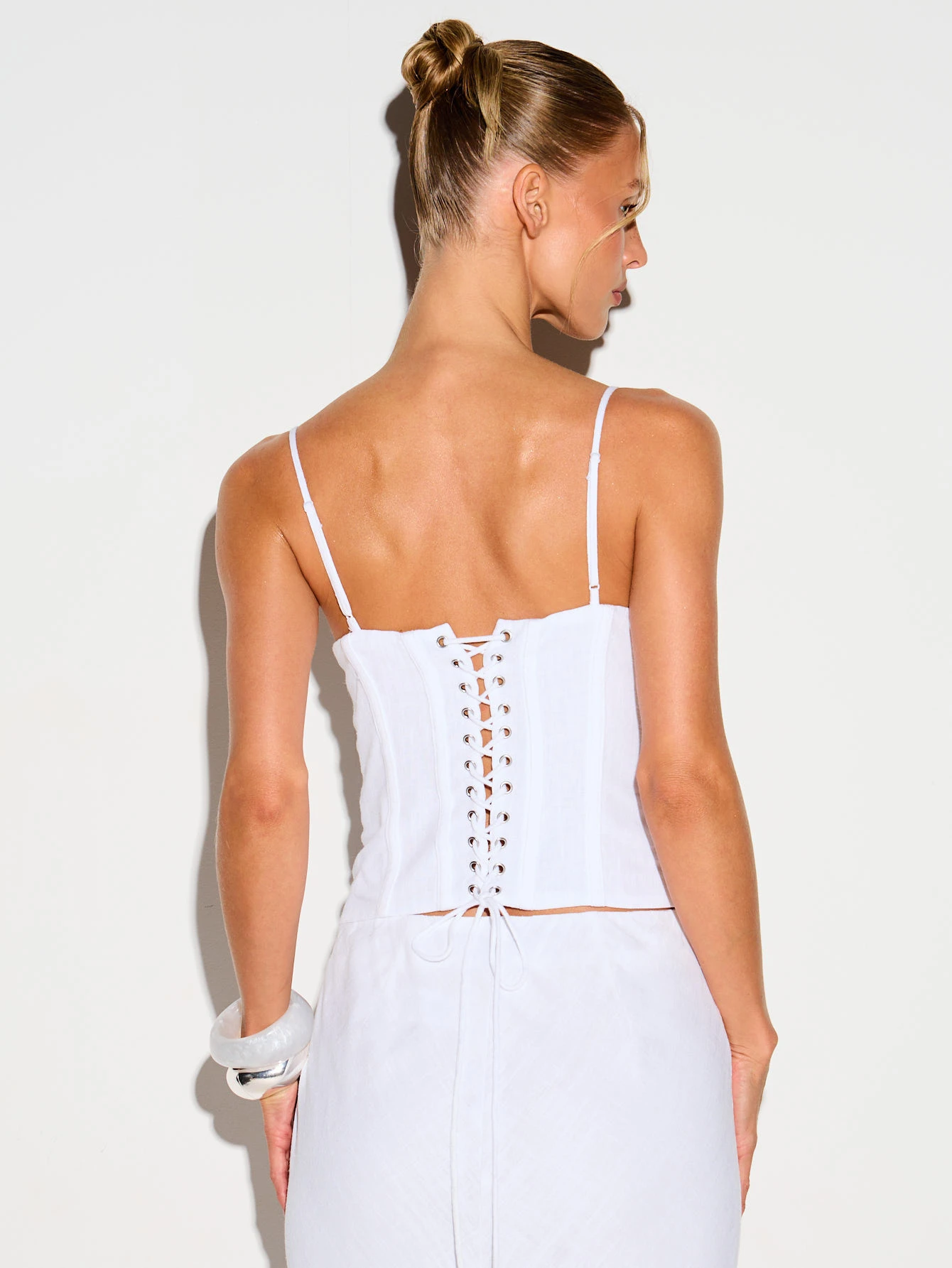 KIZN Linen Corset With Sweetheart Neckline