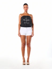 BABYPHAT Áo quây không dây bằng vải jersey với họa tiết logo, màu đen. - màu đen - Xem 4