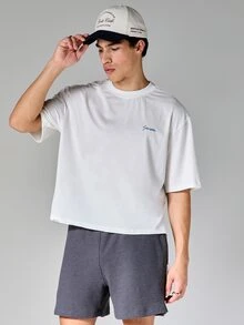 Áo thun cotton tay ngắn cổ tròn dáng rộng in hình câu lạc bộ vùng Monaco Riviera phía Nam nước Pháp. - trắng - Xem 2