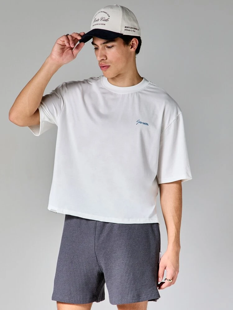 South France Monaco Riviera Club Back Graphic Short Sleeve Crew Neck Boxy Fit Cotton Tee