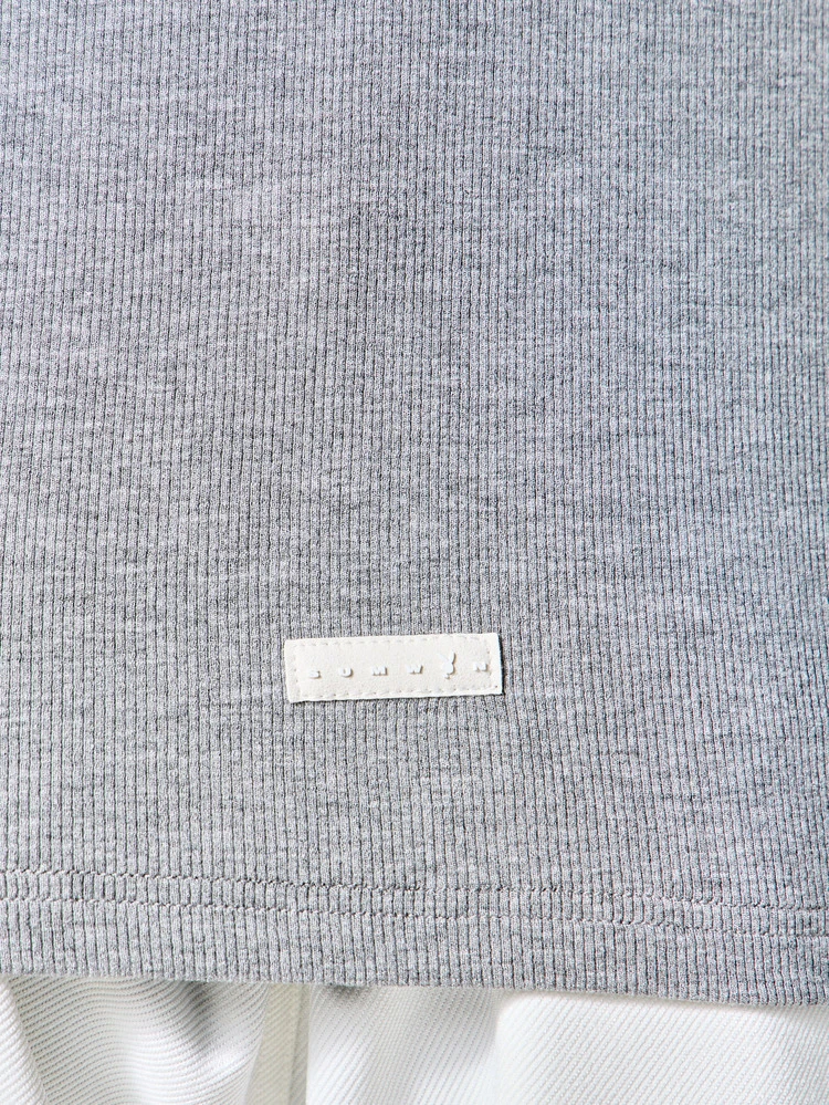 PLAYBOY X SUMWON Bunny Logo Grey Ribbed Tank Top With Crew Neck For Casual Summer Wear Holiday Style