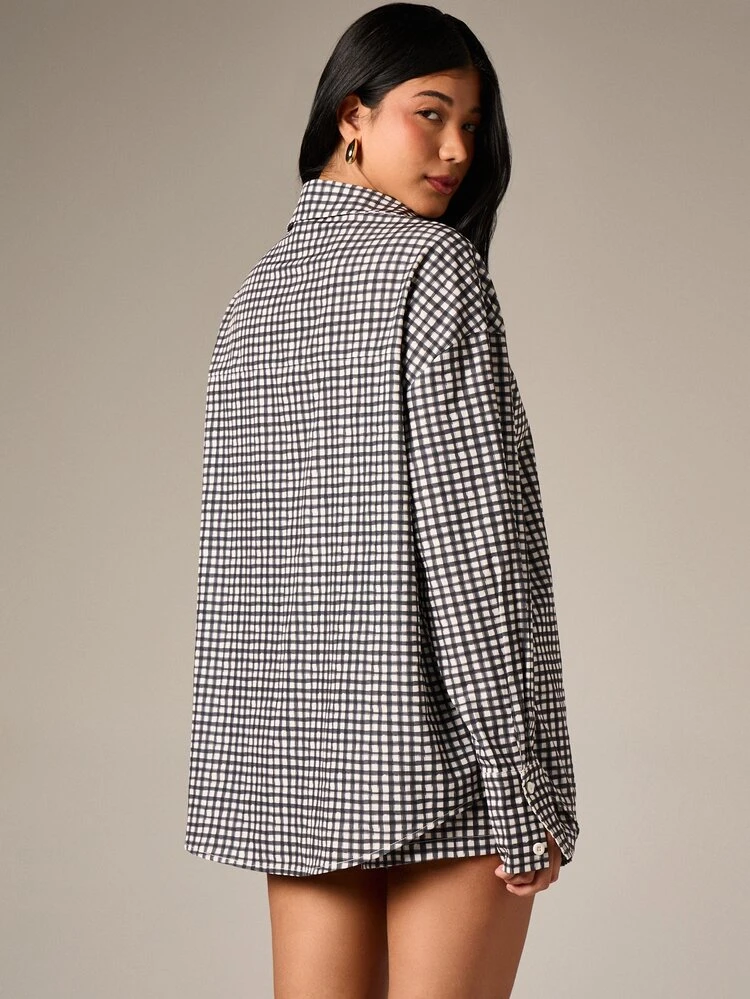 Checked Shirt And Shorts Set