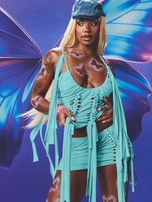 SUMWON WOMEN Turquoise Lace Up Mini Dress With Fringe Details Festival Rave Party Summer Outfit - Blue - View 1