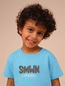 SUMWON Graphic Tee And Shorts Co-Ord Set With Crew Neck Short Sleeves Summer Casual Comfort Coordinated Outfit - Blue - View 5