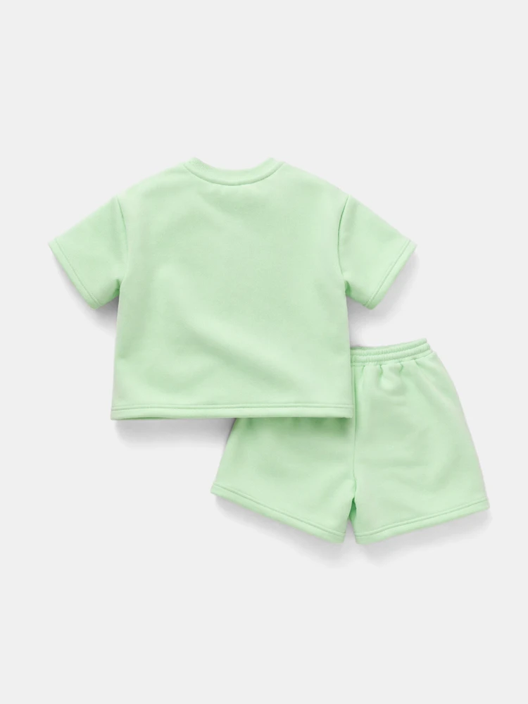 Oversized Light Green T-Shirt And Shorts Co-Ord Set Boys Casual Summer Crew Neck Short Sleeve Jogger Style Drawstring