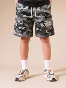 SUMWON Tween Camo Cargo Shorts With Drawstring Waist And Flap Pockets Summer Casual Streetwear - Grey - View 1