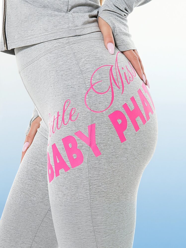 BABYPHAT Leggings évasés en jersey avec imprimé texte rose. Vêtement d'intérieur confortable et décontracté pour tous les jours, style bootcut, tissu doux et extensible