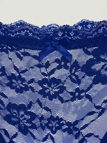 MISSGUIDED Crotchless Lace Panties With Intricate Floral Design And Open Back Strappy Detail For Intimate Occasions - Blue - View 3