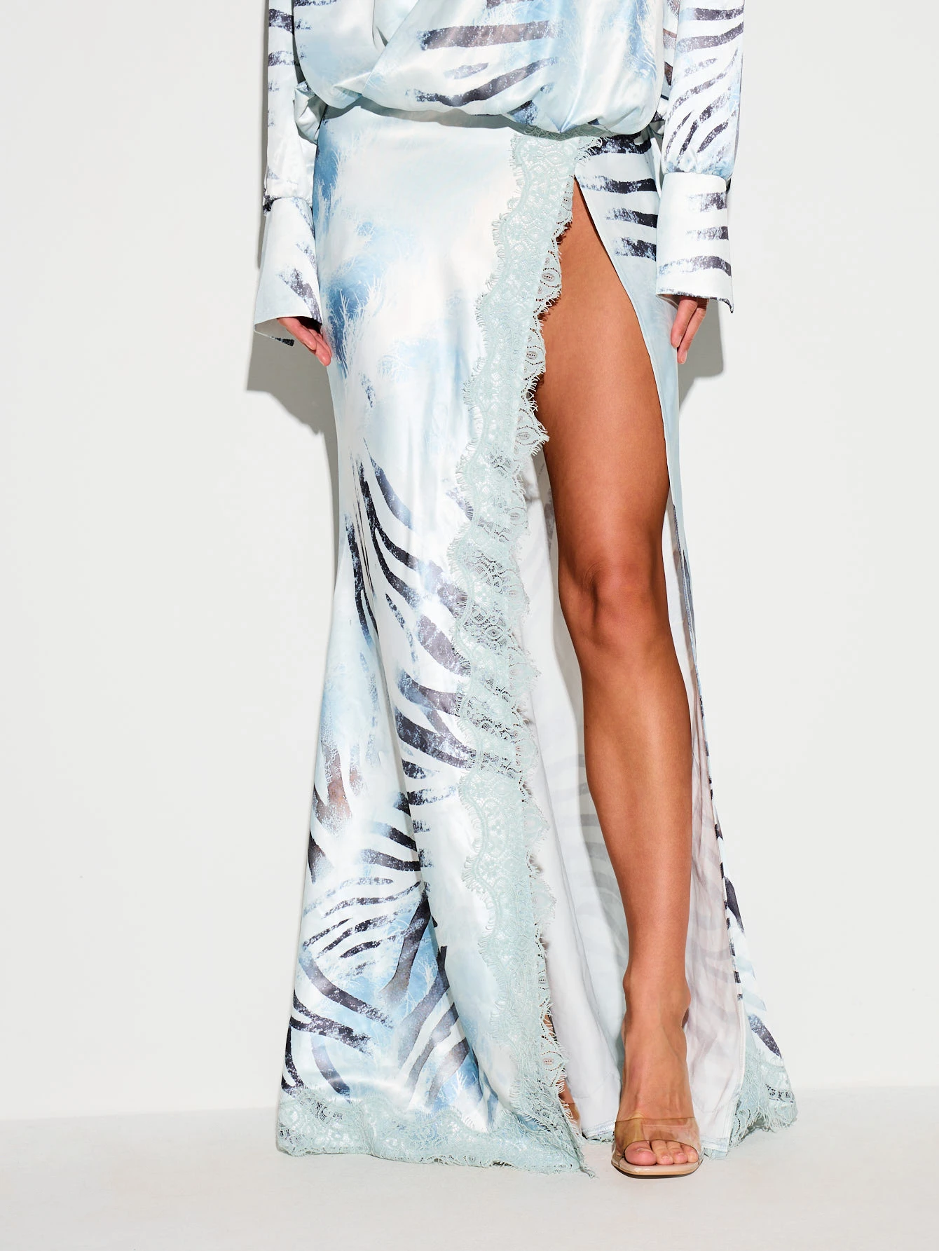 KIZN Zebra Print Maxi Dress With Deep V Neck