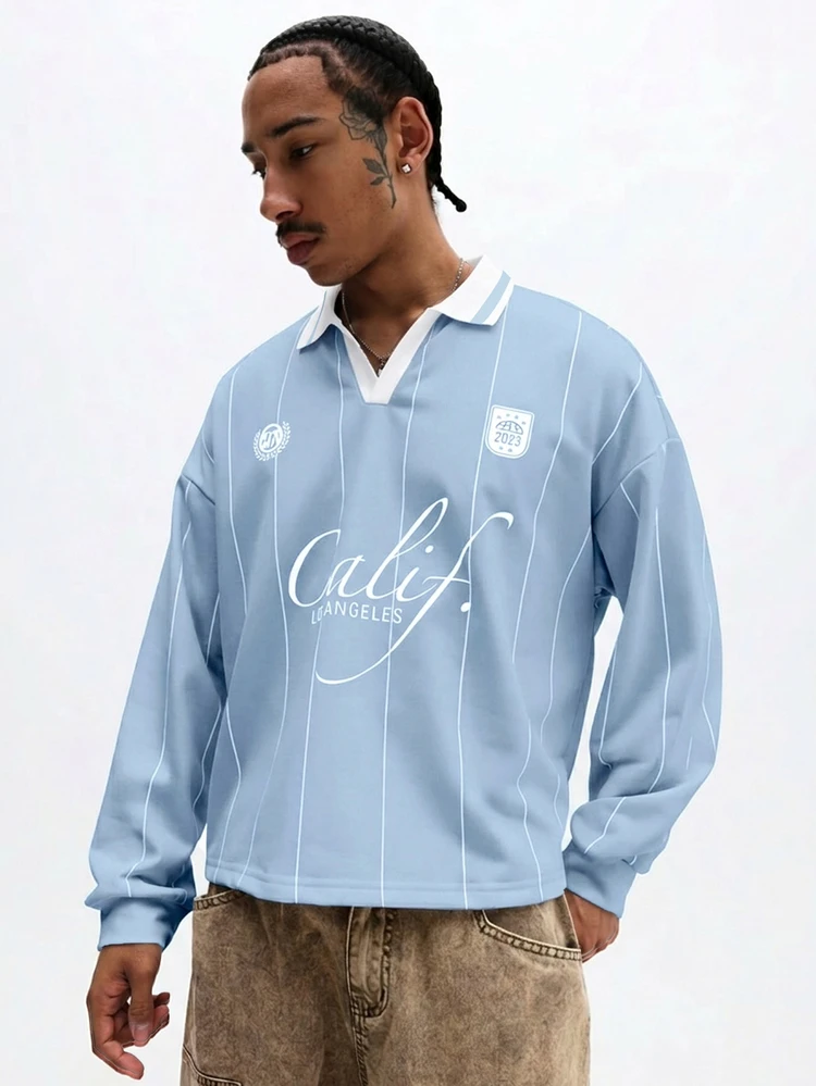Langarm gestreiftes Poloshirt mit Kragen und lässigem Regular Fit Design