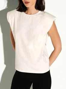 KSTM Top sin mangas con cuello redondo y diseño minimalista, con acolchado en los hombros, esencial de verano para uso casual diario - Gris - Ver 6