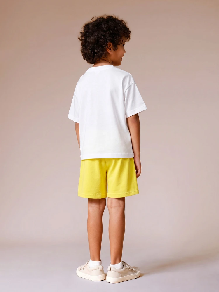 Conjunto de Camiseta Gráfica de Montanha e Shorts Casuais de Verão para Meninos, Estilo Urbano Hiker