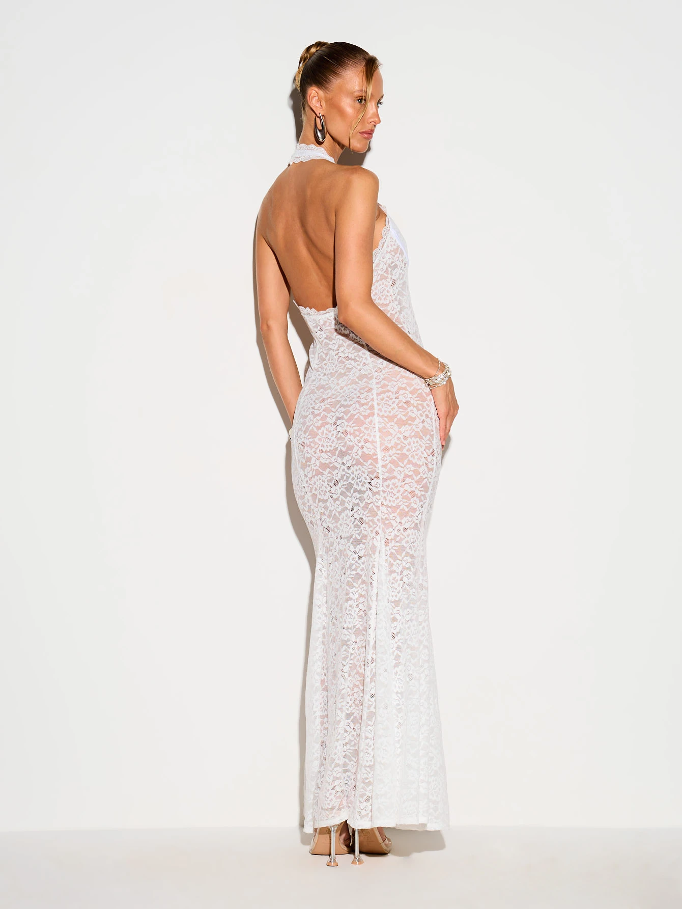 KIZN Halter Neck Lace Maxi Dress