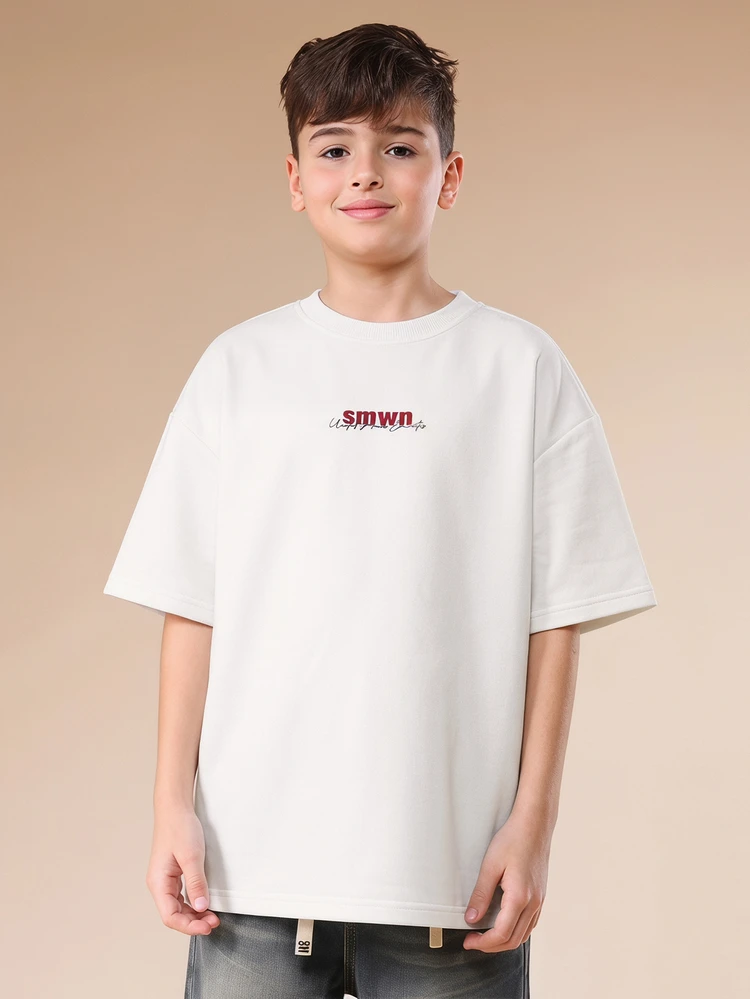 ロゴグラフィックプリントTシャツ、コントラストレタープリントとスクリプトテキスト、カジュアル 半袖 クルーネック