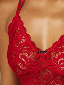 MISSGUIDED Lace Bralette Strappy Back Design Valentine's Day Intimate Lingerie - Red - View 4