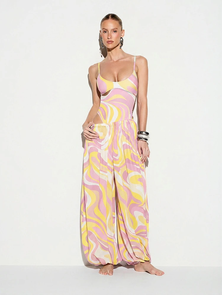 KIZN Swirl Print Balloon Beach Trousers