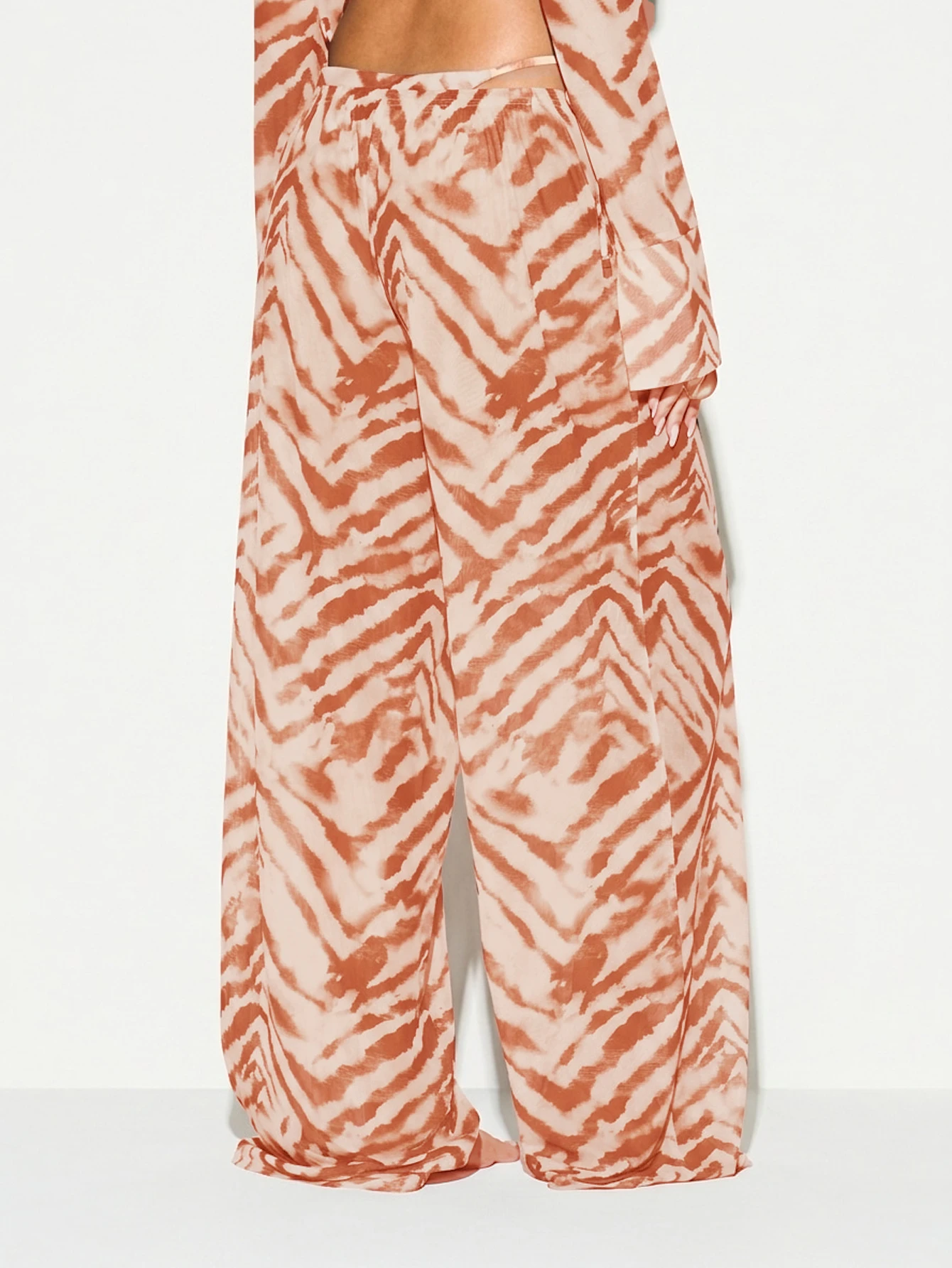 KIZN Tiger Print Mesh Wide Leg Pants