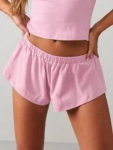 MISSGUIDED Halter Top And Mini Ruffle Shorts Set Comfortable Home Relaxation Sleepwear , Summer Casual Indoor Outdoor Comfort Lounge Matching Coordinates - Pink - View 5