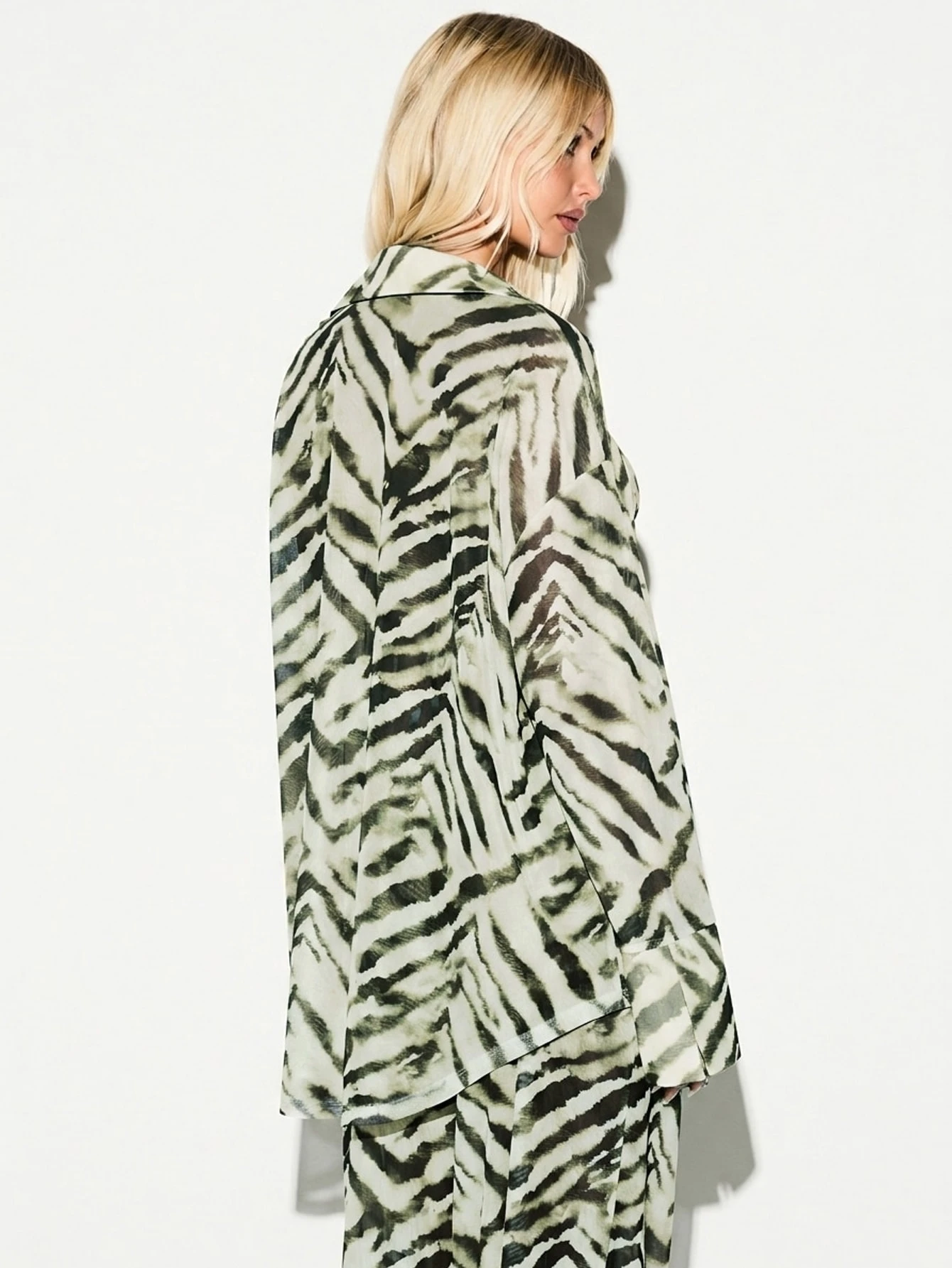 KIZN Zebra Print Button Down Beach Shirt