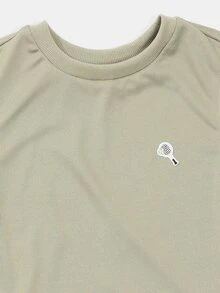 SUMWON Bộ đồ đôi mùa hè thoải mái gồm áo tank top và quần short kẻ sọc cho bé trai, họa tiết vợt tennis. - màu xanh lá - Xem 3