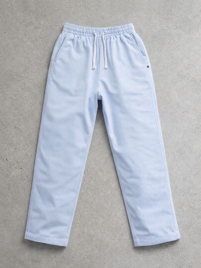 SUMWON Boys Relaxed Textured Pull On Light Blue Vertical Striped Casual Pants With Drawstring Waist