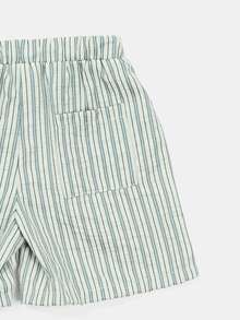 SUMWON Bộ đồ đôi mùa hè thoải mái gồm áo tank top và quần short kẻ sọc cho bé trai, họa tiết vợt tennis. - màu xanh lá - Xem 5