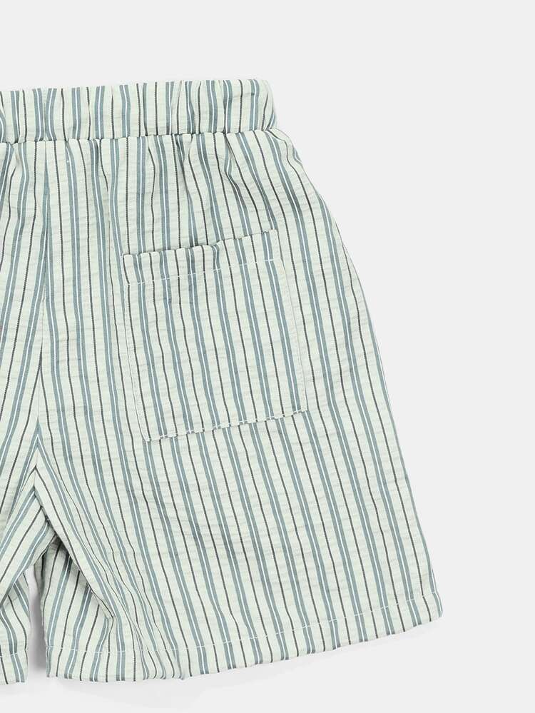 Jungen Waffel-Tanktop und gestreifte Shorts Co-Ord Set, Sommer Casual Zweiteiler mit Tennis-Schläger Emblem
