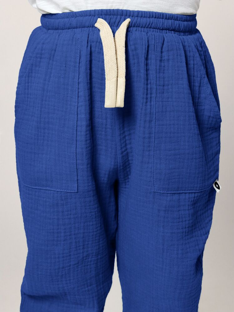 Calças Casuais com Sensação de Linho, Cintura Elástica com Bolsos, Respiráveis e Soltas para Uso Diário, Conforto para Crianças