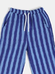 SUMWON Boys Summer Lemon Print Short Sleeve Tee And Striped Pants Co Ord Set Casual Fruit Graphic Two Piece Outfit - Blue - View 6