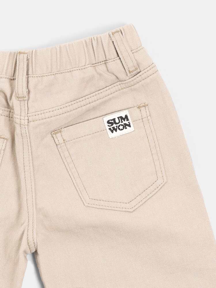 Jeans en denim avec taille élastique pour garçons, construction cousue, jambe droite classique, pantalon décontracté pour l'école, printemps, automne, hiver