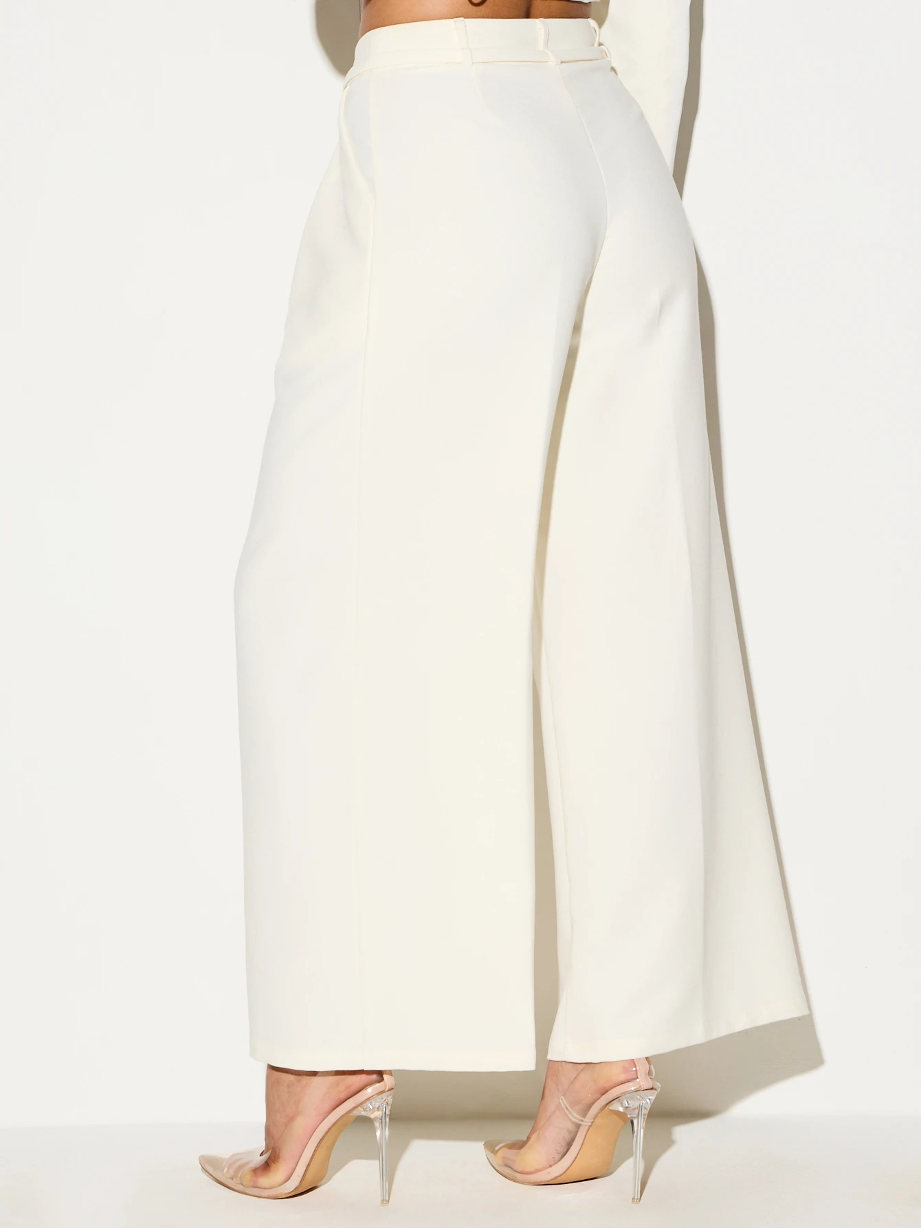 KIZN High Rise Wide Leg Palazzo Trousers With Belt