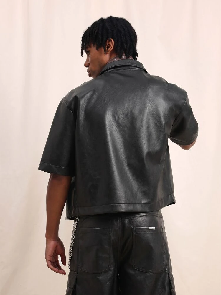 Chemise  oversize à manches courtes et fermeture boutonnée, style streetwear urbain