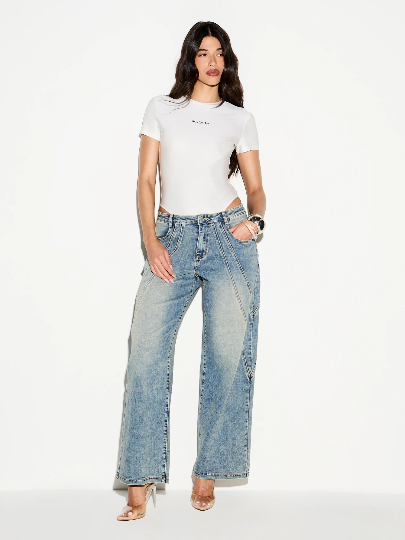 KIZN Short Sleeve Crew Neck Bodysuit With Logo