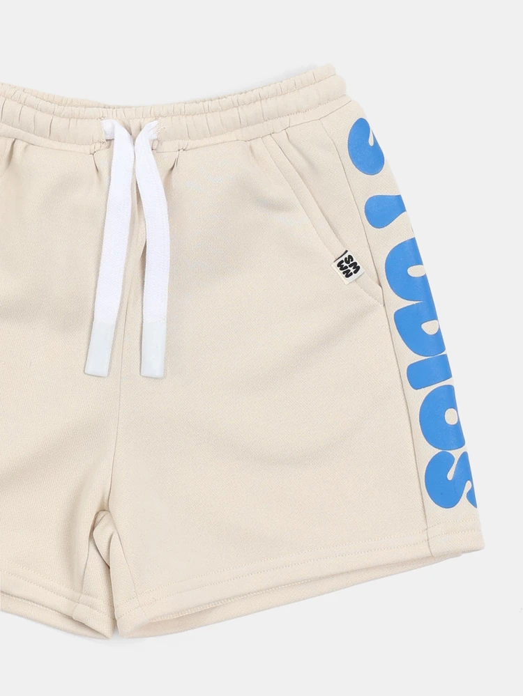 Boys Co Ord Set Crew Neck Short Sleeve Tee With Side Panel Print And Matching Bubble Side Panel Shorts Summer Casual Wear