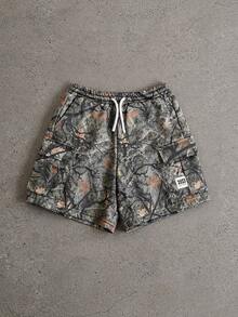 SUMWON Camo Print Drawstring Cargo Shorts With Side Pockets For Summer Outdoor Adventures - Multicolor - View 1