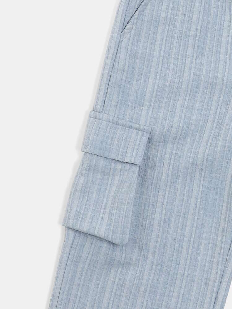 Boys Cargo Pants Striped Drawstring Elastic Waist Utility Pockets Casual Everyday Comfortable Wide Leg Relaxed Fit Spring Summer