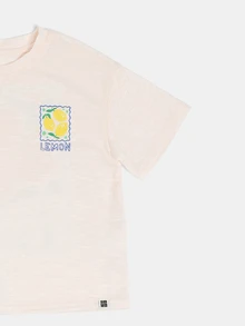 SUMWON Boys Summer Lemon Print Short Sleeve Tee And Striped Pants Co Ord Set Casual Fruit Graphic Two Piece Outfit - Blue - View 4