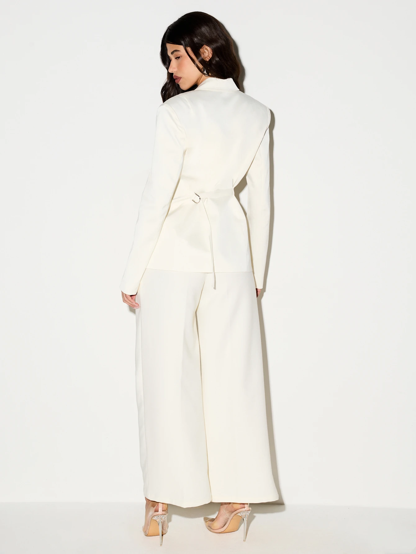 KIZN High Rise Wide Leg Palazzo Trousers With Belt