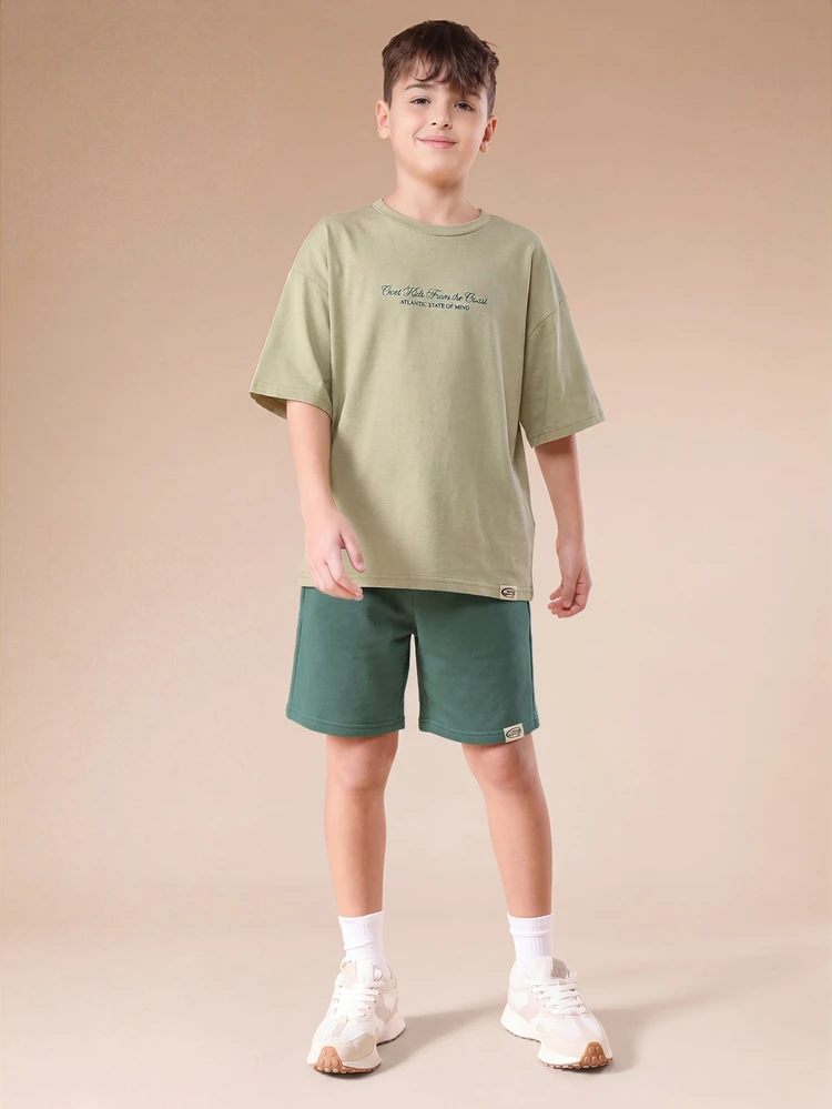 Oversized Tween Boys Summer Co-Ord Set With Graphic Print T-Shirt And Matching Shorts Casual Vacation Outfit