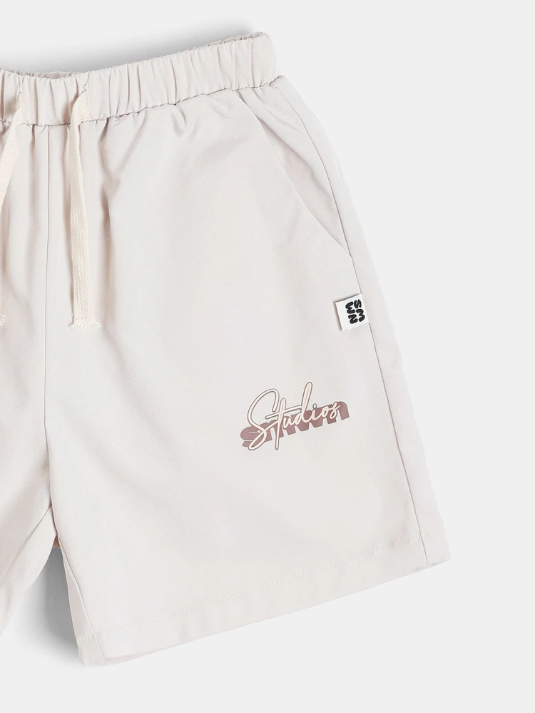 Conjunto Casual de Duas Peças para Meninos, Camisa com Botões e Shorts de Cintura Elástica, Conjunto de Verão