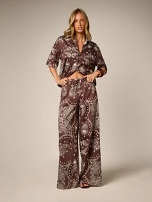 Áo sơ mi ngắn tay in họa tiết Paisley có cổ - Nhiều màu - Xem 5