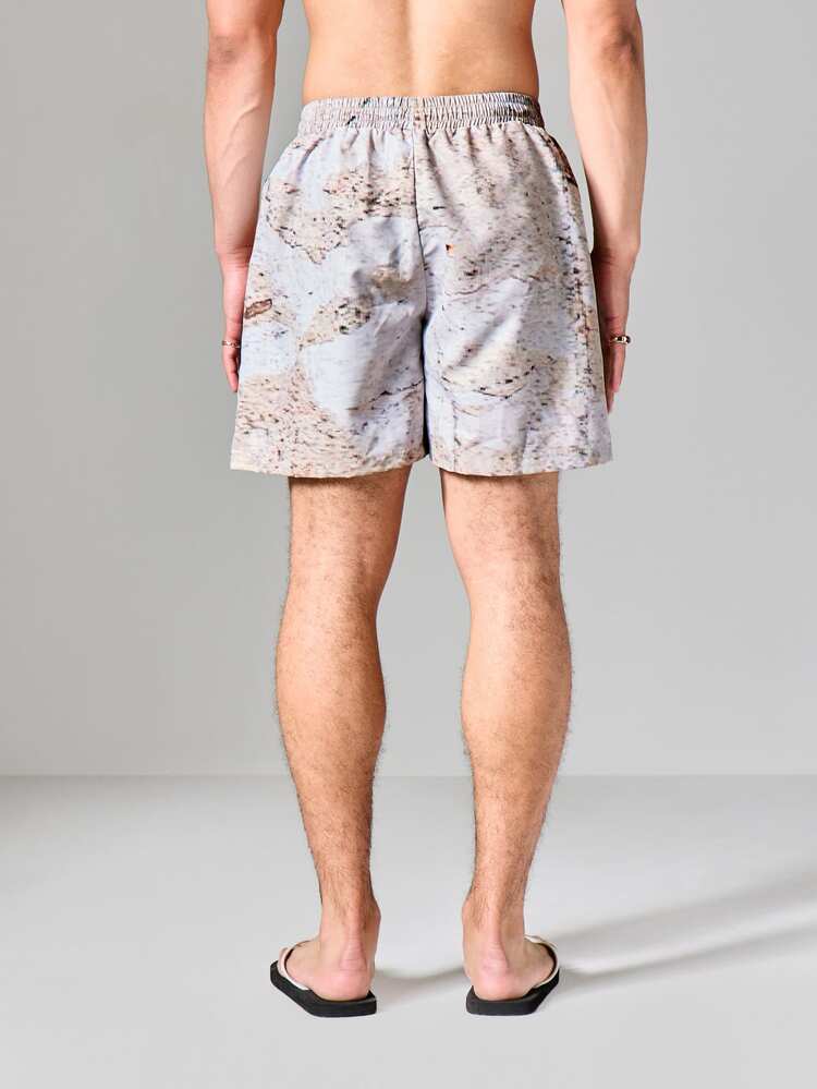 Maillots de bain imprimés avec motif de pierre de marbre et taille élastique pour les vacances d'été, la piscine, les vacances