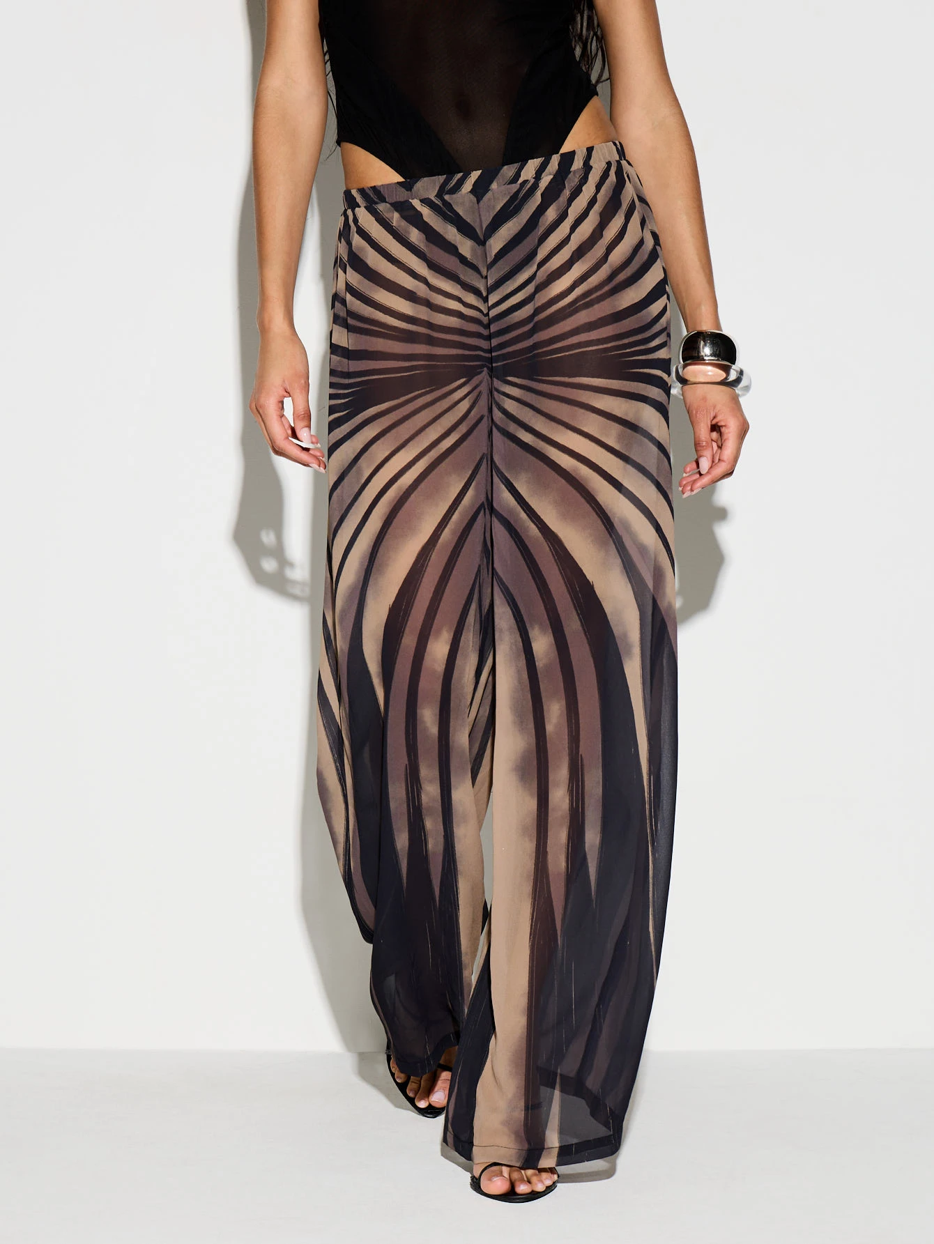 KIZN Contour Print Wide Leg Palazzo Trousers