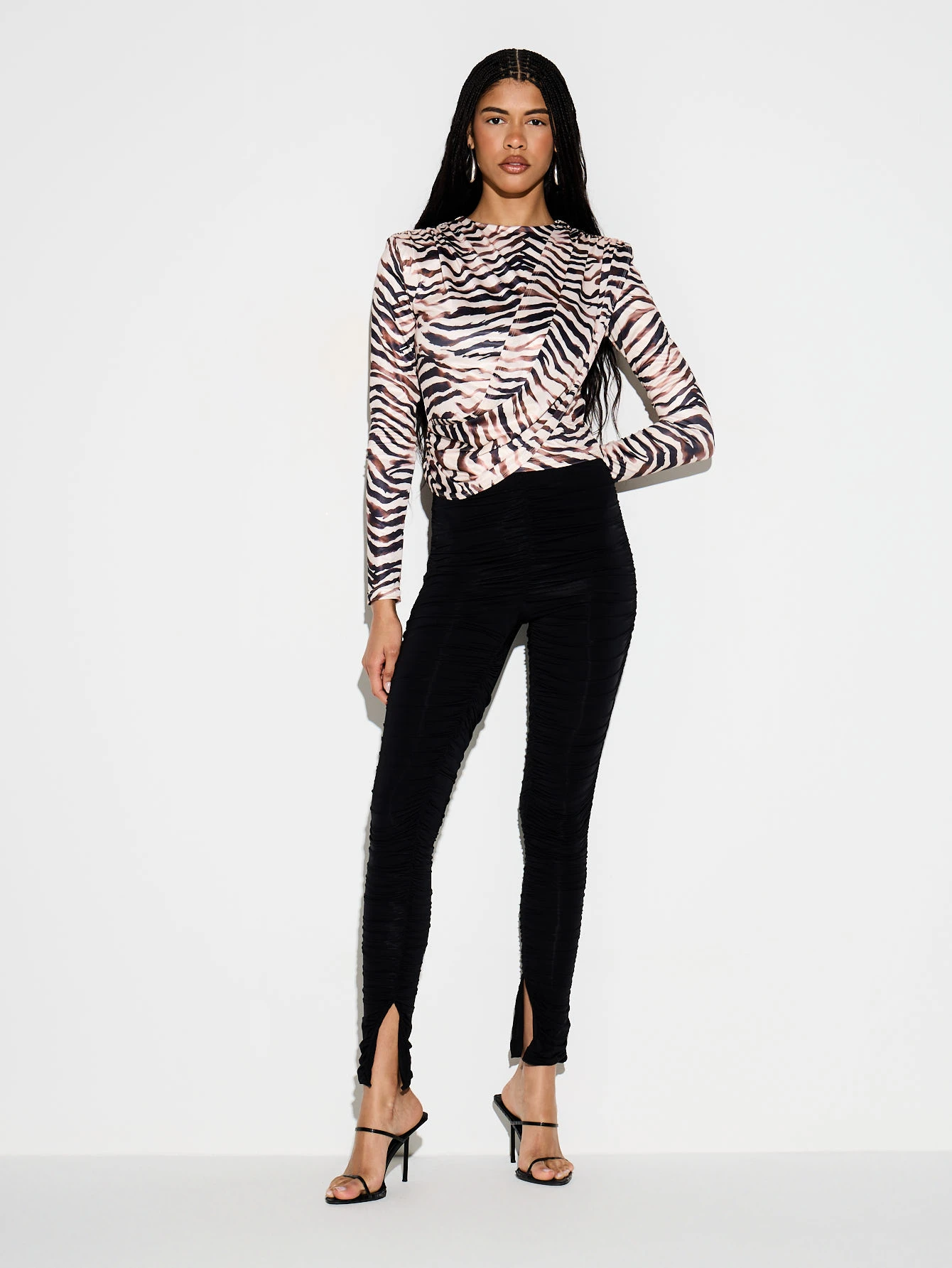 KIZN Abstract Zebra Print Long Sleeve Top