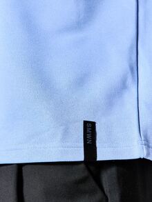 SUMWON Oversized Crew Neck Short Sleeve Solid T-Shirt With Chest Flap Pocket Summer Casual Everyday Essential Top - Blue - View 5
