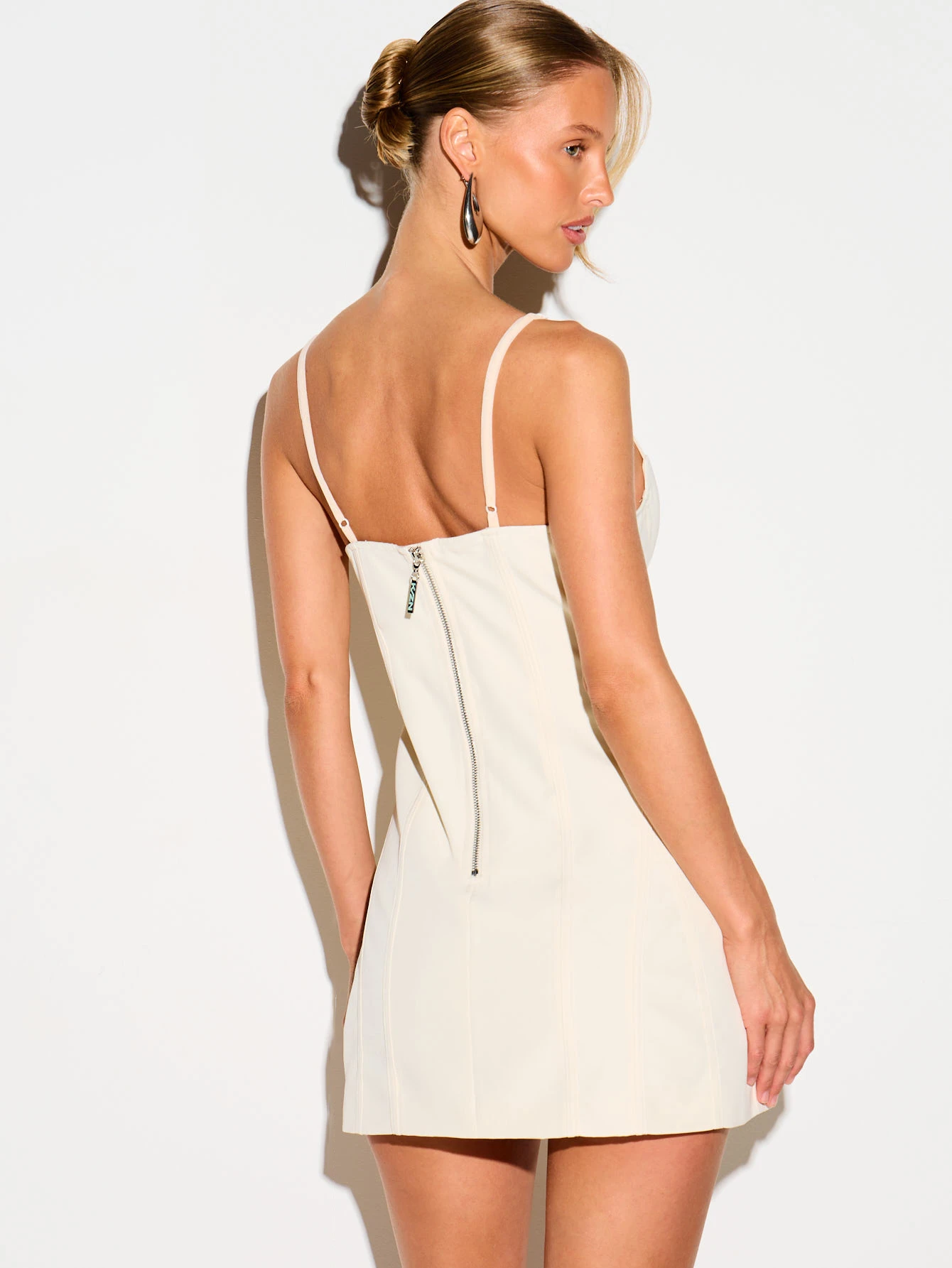 KIZN Lace-Up Corset Mini Dress With Mesh Insert