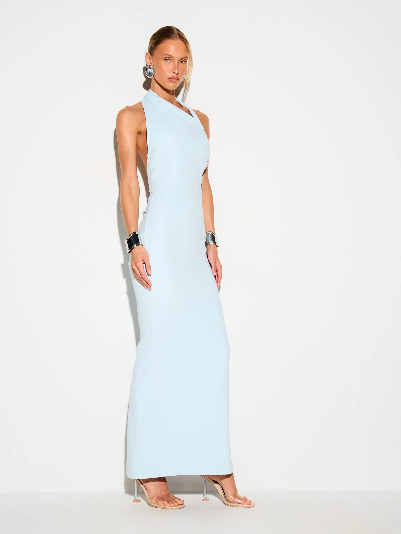 KIZN Halterneck Open Back Ruched Maxi Dress