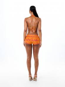 BABYPHAT Áo bikini tam giác với đường may viền tương phản và logo in, thích hợp cho mùa hè đi biển. - Màu Cam san hô - Xem 6
