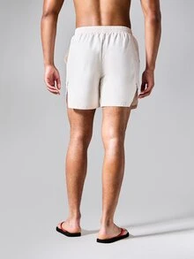 SUMWON Nylon Swim Trunks With Elasticated Waistband Drawstring And Side Vents Summer Beach Holiday Shorts - White - View 2
