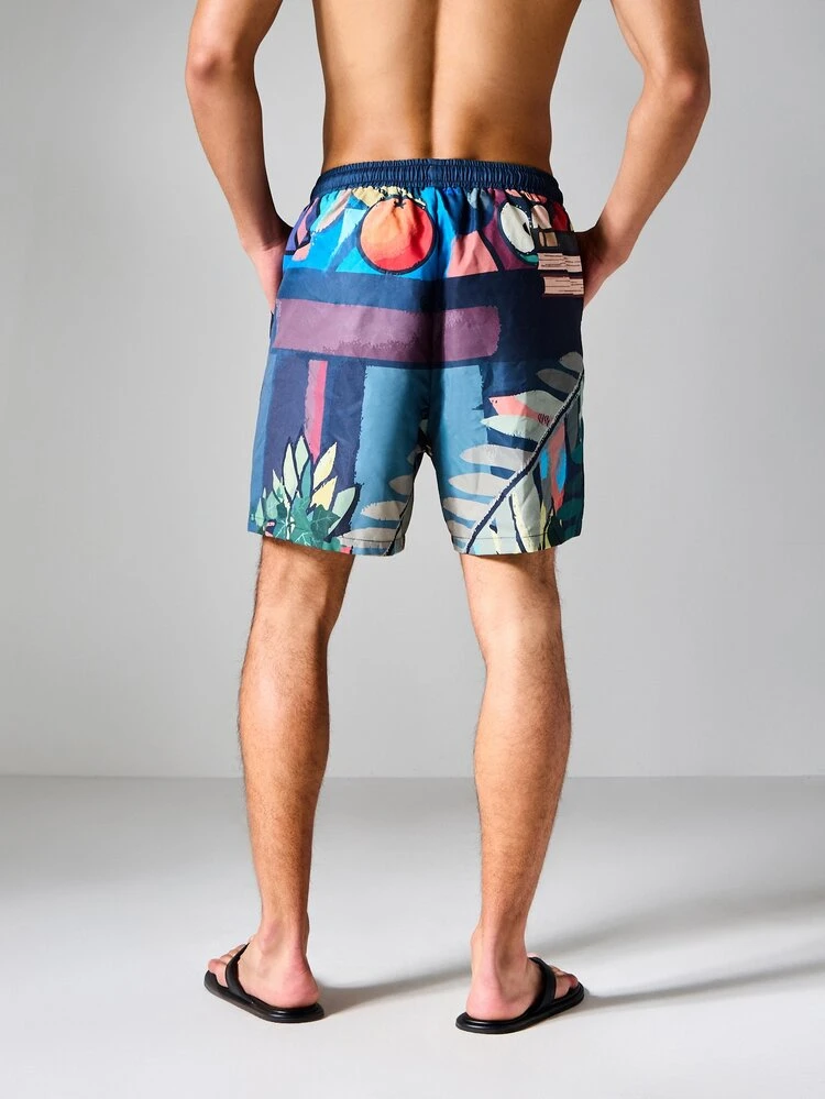 PLAYBOY X SUMWON Bunny AOP Printed Relaxed Fit Swim Shorts With Elasticated Drawstring Waist Summer Beach Holiday